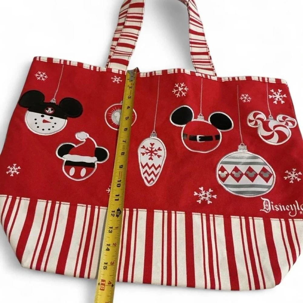 Disney Parks Tote Bag Unisex OS Red Christmas Mickey Ornament Canvas